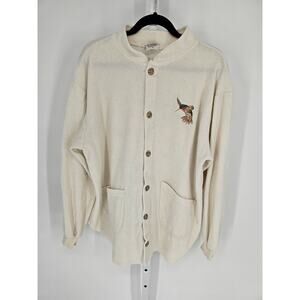 Art Unlimited Sportwear Women's Fleece Button Down Hummingbird Cardigan Size XL